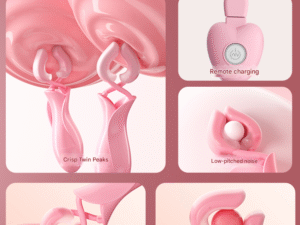 Moji 'Clip 'n' Joy' Vibrating Nipple Clamps with Wired Remote - Dual-Head Stimulators for Nipple & Areola Play