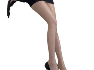 Ultra Sheer Crotchless Pantyhose - High-Gloss Oiled Wet Look Stockings