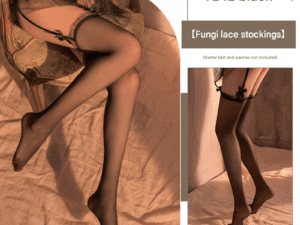 Lace Top Thigh-High Stockings with Satin Bow Accent - Sheer Black Hosiery