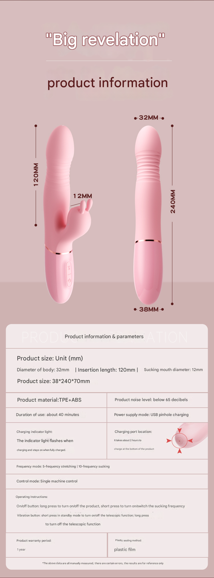 谜姬怡悦吮吸棒伸缩款-蜜桃粉