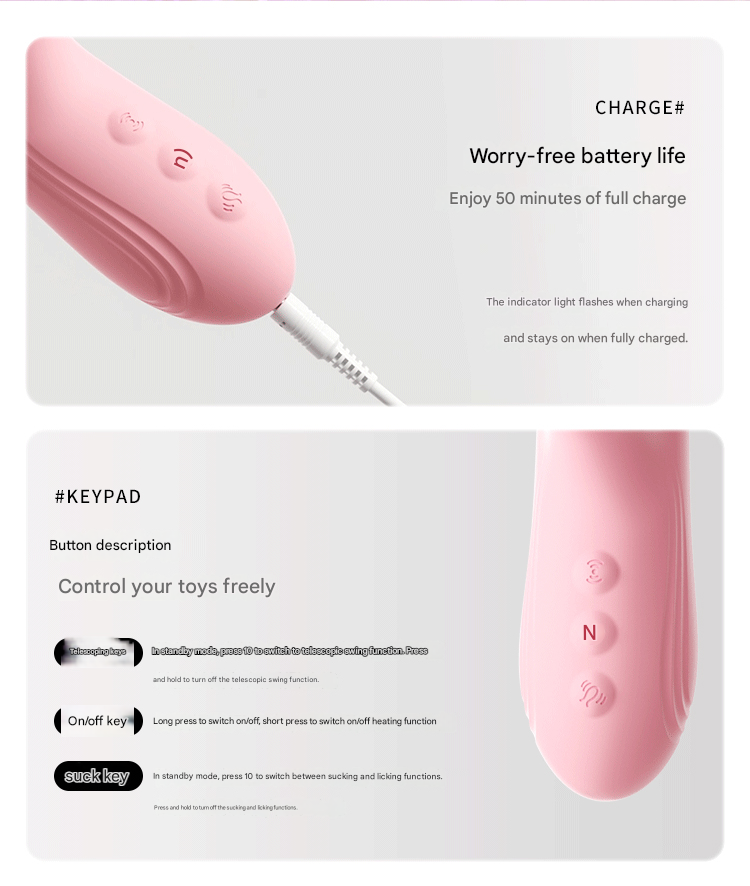 谜姬欢趣棒舌舔伸缩款-粉