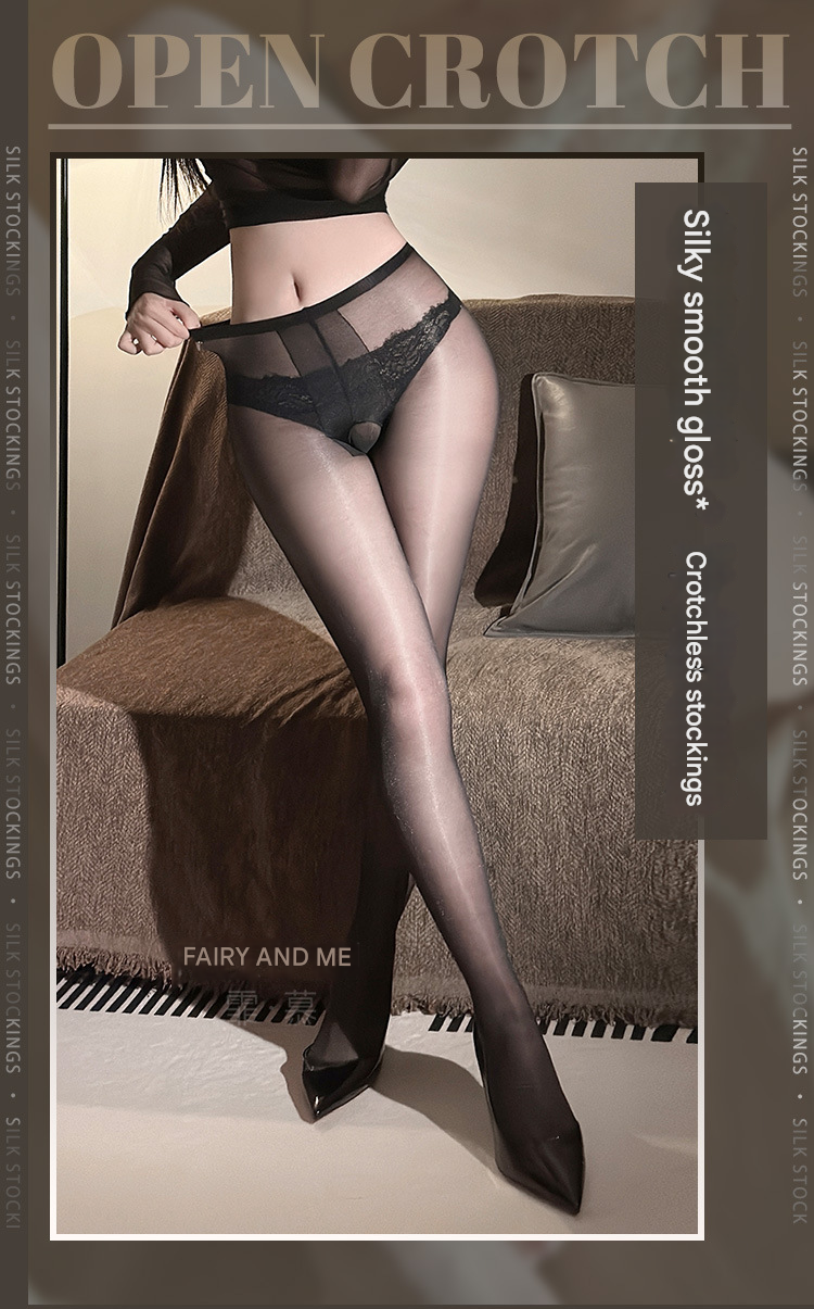 霏慕油光裸氨T裆连裤开档丝袜7321情趣内衣性感纯欲丝滑免脱黑丝