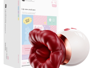 Moji 'Lip Fun' Oral Sex Simulator with Rotating Tongue - Automatic Licking Clitoral Stimulator (Fiery Red)